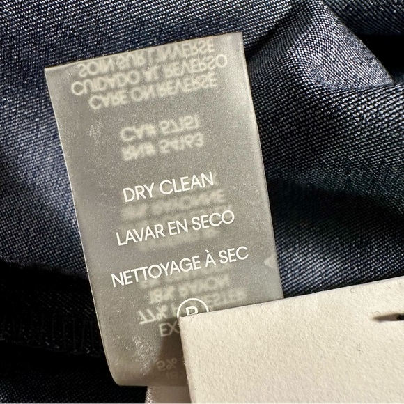 NWT Calvin Klein Navy Blue Chambray Asymmetric Gold Button Up Sheath Dress Sz 4 - Picture 15 of 16
